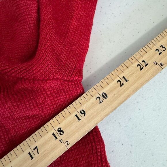 Women’s Red Zip Up Knit Sweater Size Small Zipper Pockets High Neck - Picture 9 of 11